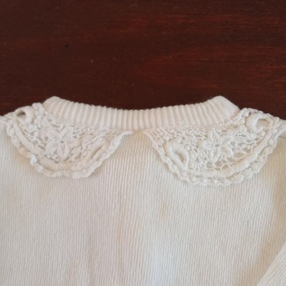 Infant Girl's JULIUS BERGER White 100% Cotton Cardigan Sweater Size 24 Months - Picture 4 of 5